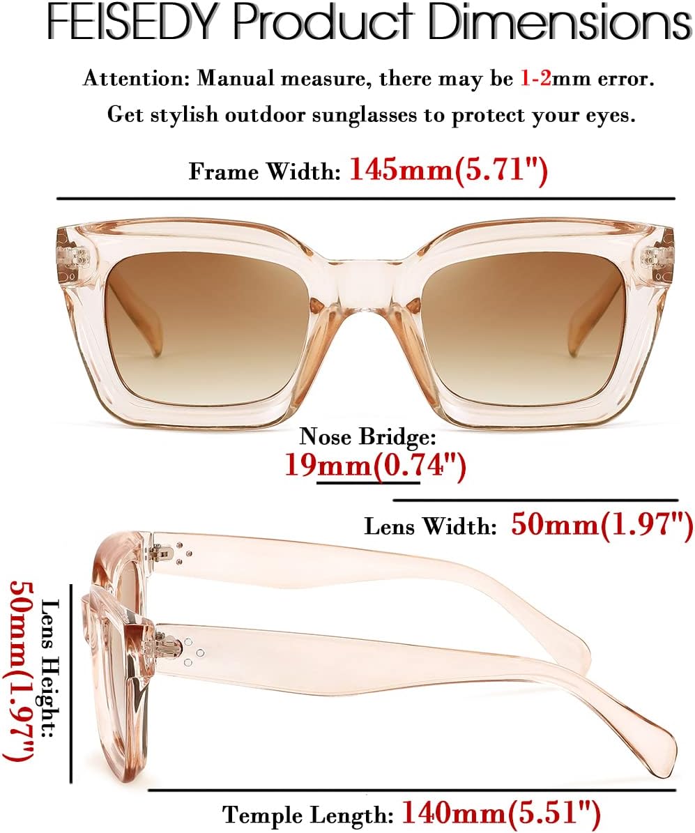 ÉÌƷͼƬ 70 | B07MNGNLNT | FEISEDY Classic Women Sunglasses Fashion Thick Square Sun Glasses B2471