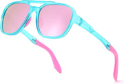 Mint Green/Pink Mirrored Lens / 56 Millimeters | B0GCQVD7Q4 | FEISEDY Retro Aviator Polarized Sunglasses Women Men Outdoors B0260