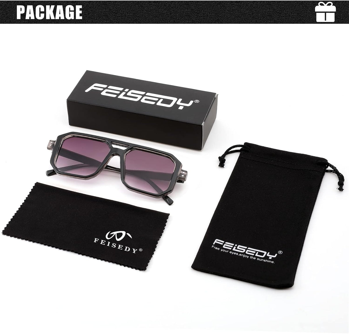 ÉÌƷͼƬ 23 | B0B9BNZRMZ | FEISEDY Retro Aviator Square Sunglasses for Women Men UV400 B2939