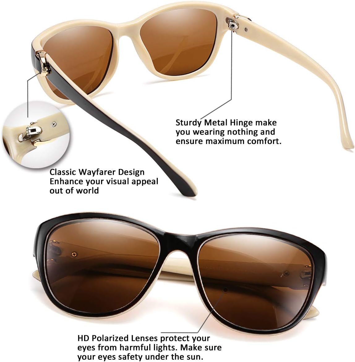 ÉÌƷͼƬ 4 | B07NXZ3WVF | FEISEDY Women Vintage Polarized Sunglasses Lady Elegant Cateye Sun Glasses B2476