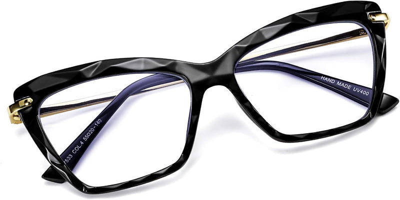 Black / 55 Millimeters | B07S9JPPPF | FEISEDY Crystal Cat Eye Glasses Frame Blue Light Blocking Computer Eyewear B2500