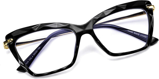 Black / 55 Millimeters | B07S9JPPPF | FEISEDY Crystal Cat Eye Glasses Frame Blue Light Blocking Computer Eyewear B2500