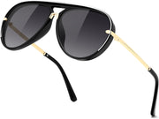 Black Frame + Gradient Grey Lens / 58 Millimeters | B0GYW366BK | FEISEDY Classic Aviator Sunglasses UV400 Protection for Women Men B0461