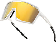 White Frame Gold Mirrored Lens / Large | B0D2XFW8M5 | FEISEDY Sports Cycling Sunglasses for Men Women, UV400 Protection Baseball Running Fishing Biking B0168