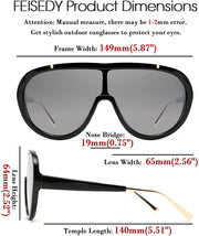 ÉÌƷͼƬ 51 | B085PPHWTZ | FEISEDY Retro Oversized Sunglasses Women Men One Piece Frame B2580