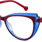Blue+red / 53 Millimeters | B0CGNL8TZK | FEISEDY Women Cateye Blue Light Blocking Glasses Fake Nerd Clear Computer Eyewear TR Fashion Frame B0040