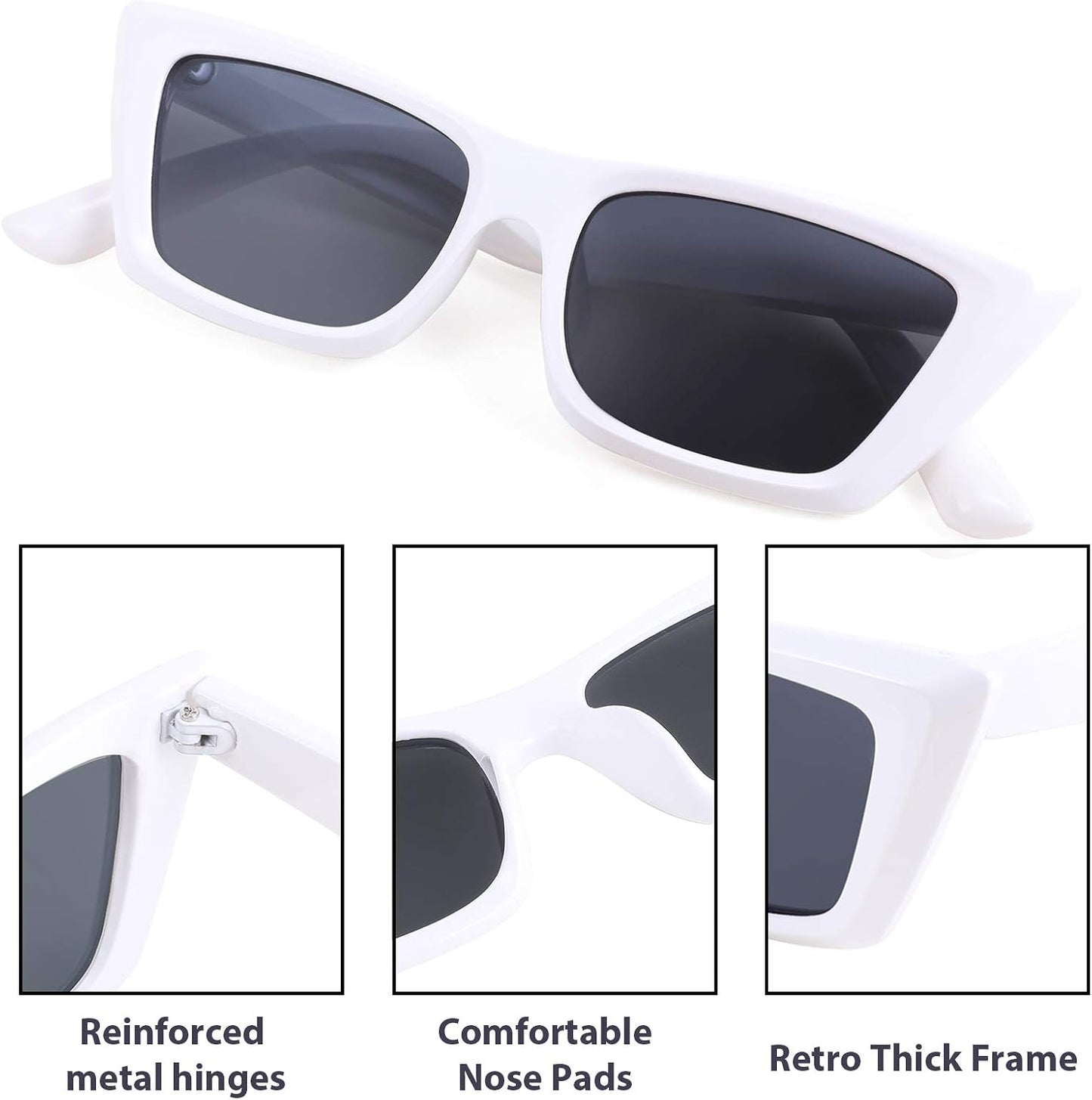 商品图片 11 | B08TM3J1R9 | FEISEDY Small Cateye Square Polarized Sunglasses Women Classic Thick Rectangle Frame UV400 Sun Glasses B2736