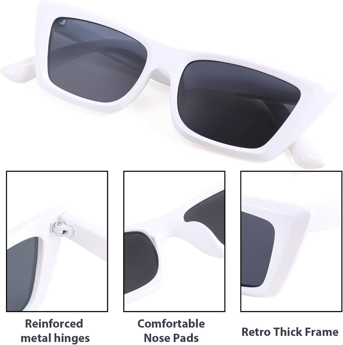 ÉÌƷͼƬ 11 | B08TM3J1R9 | FEISEDY Small Cateye Square Polarized Sunglasses Women Classic Thick Rectangle Frame UV400 Sun Glasses B2736