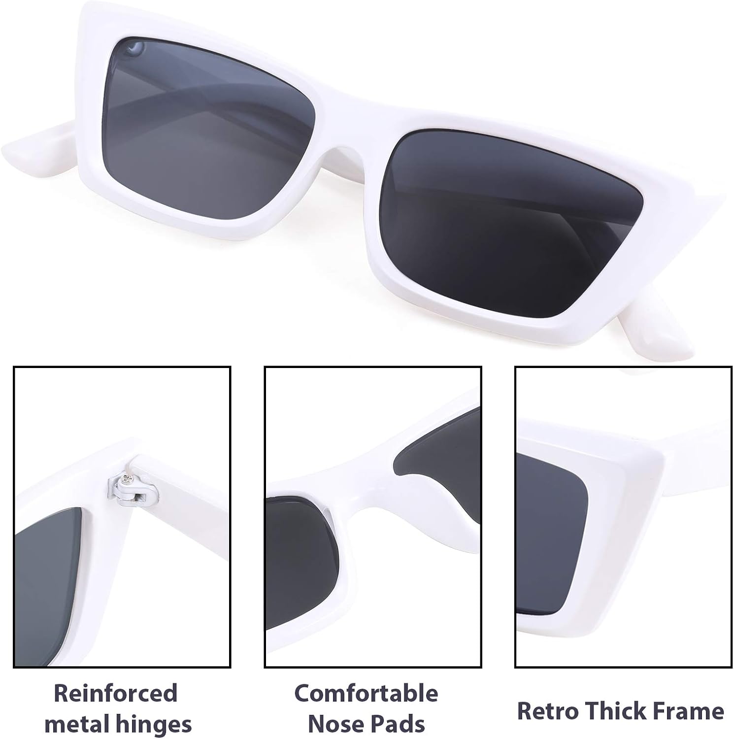 商品图片 11 | B08TM3J1R9 | FEISEDY Small Cateye Square Polarized Sunglasses Women Classic Thick Rectangle Frame UV400 Sun Glasses B2736