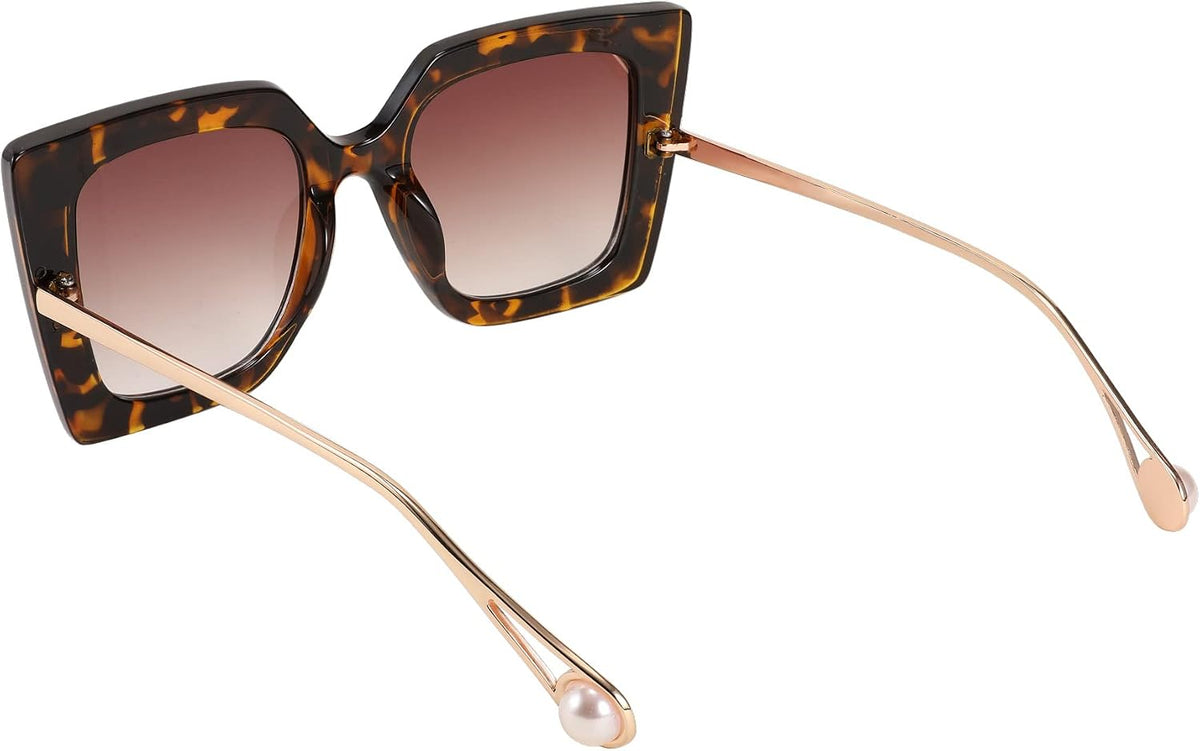 ÉÌƷͼƬ 75 | B08HVPGJW5 | FEISEDY Sunglasses Womens Trendy, Oversized Square Shades, Pearl Inlay Cat Eye Frame UV400 Protection B2625