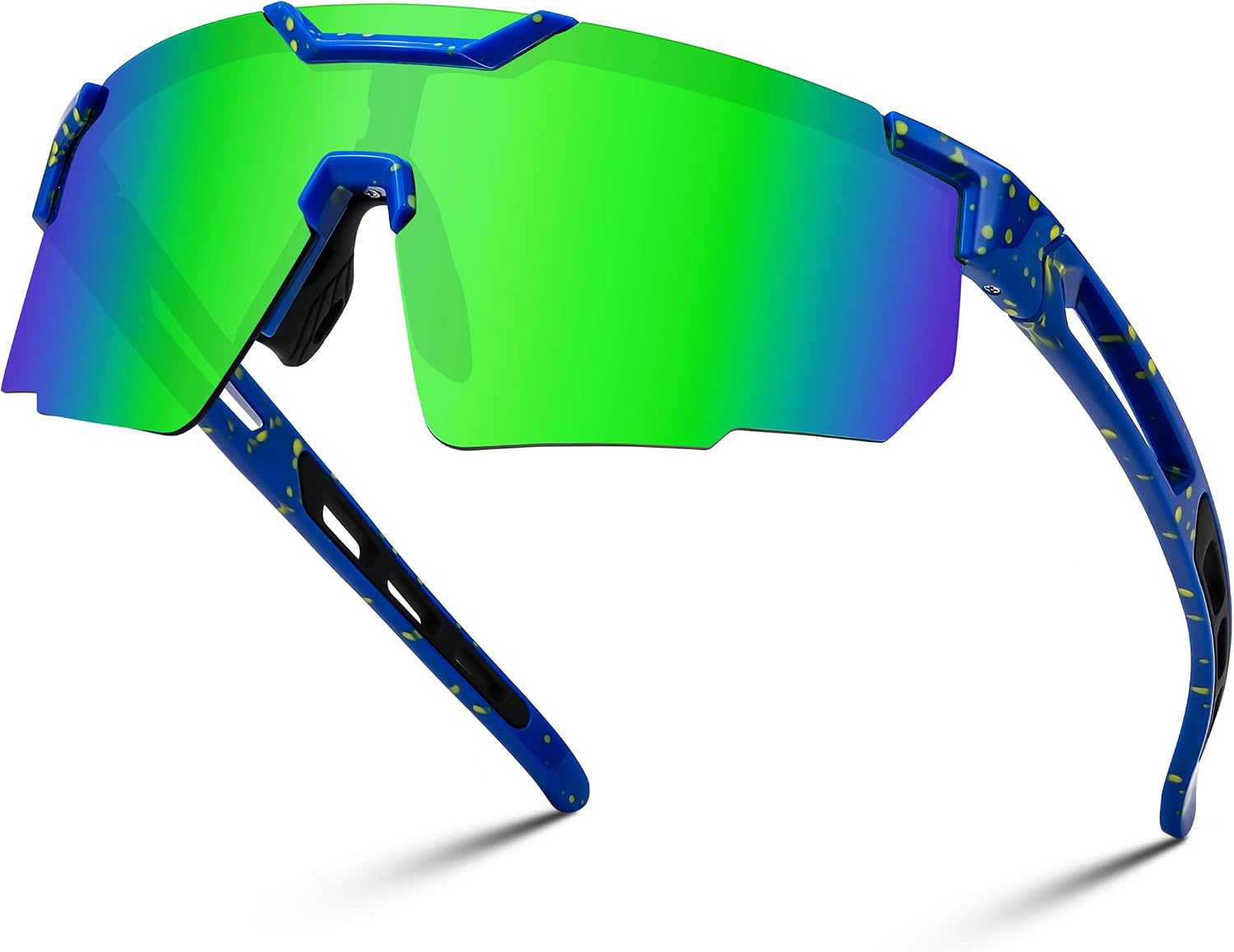 Blue Frame Green Mirrored Lens / Large | B0D2RBJKMY | FEISEDY Cycling Sunglasses for Men Women, Sport Sunglasses for Baseball Softball Running Fishing Golf UV400 B0167
