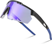 Black Frame Blue Mirrored Lens / 60 Millimeters | B0CBRSHSB5 | FEISEDY Sports Sunglasses for Men and Women, UV400 Protection Cycling Goggles Golf Baseball Driving Fishing B0022
