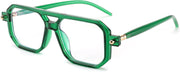 Transparent Green / 52 Millimeters | B0CHYT53RV | FEISEDY Vintage Square Blue Light Blocking Glasses Women Men 70s Flat Aviator Glasses Computer Anti Glare B0062