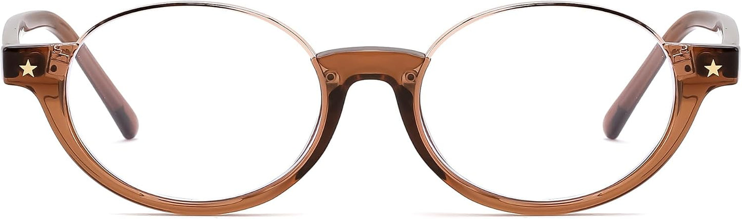 商品图片 6 | B0GS9JVKV9 | FEISEDY Trendy Oval Blue Light Glasses for Women Fake Nerd Eyewear Frame Anti Glare B1380