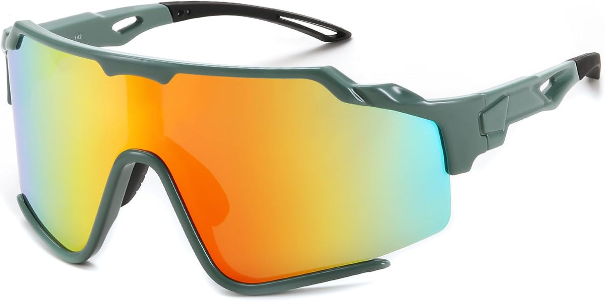 Dark Green Frame Red Green Mirrored Lens / Large | B0CTQ5DFWQ | FEISEDY Polarized Sports Sunglasses for Men Women, Baseball Cycling Fishing Sunglasses UV400 Protection B0134