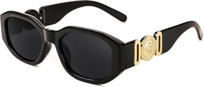 001 Black Frame/Gray Lens / 54 Millimeters | B0B5V7T75J | FEISEDY Retro Trendy Rectangle Sunglasses Women Men Narrow Shades B2322