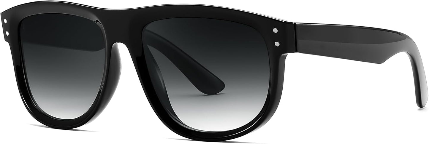 Black/Gray / 54 Millimeters | B0D8JBCVV9 | FEISEDY Square Sunglasses for Women Men Unisex Curved Style Shades Designer Sun Glasses B0214