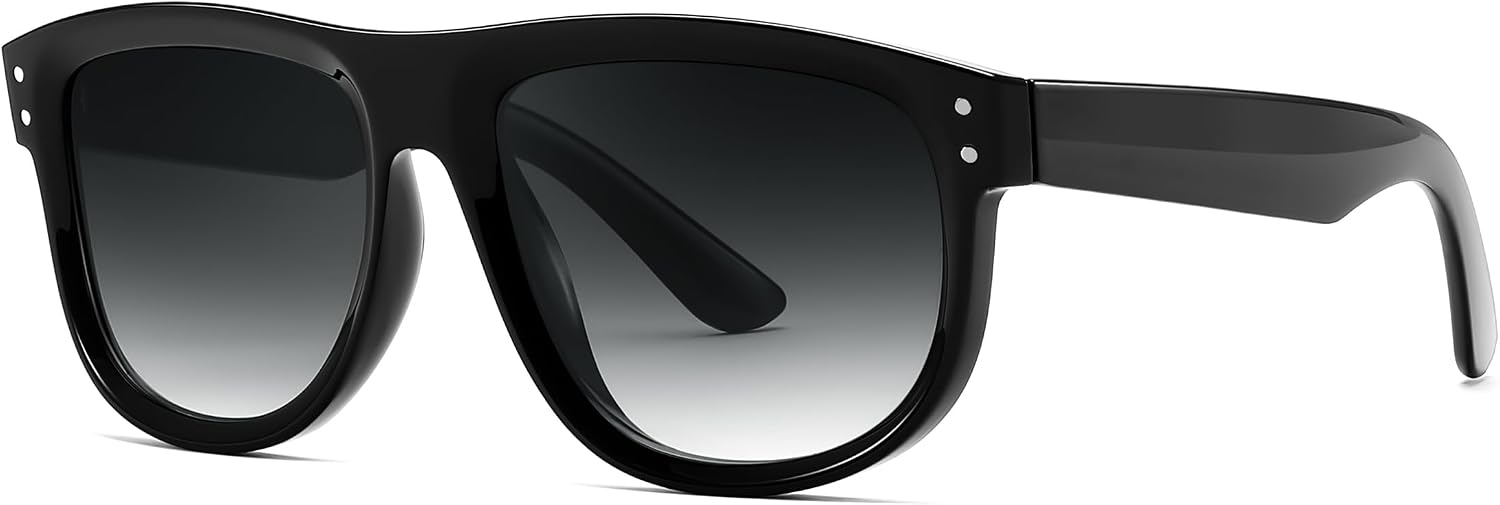Black/Gray / 54 Millimeters | B0D8JBCVV9 | FEISEDY Square Sunglasses for Women Men Unisex Curved Style Shades Designer Sun Glasses B0214