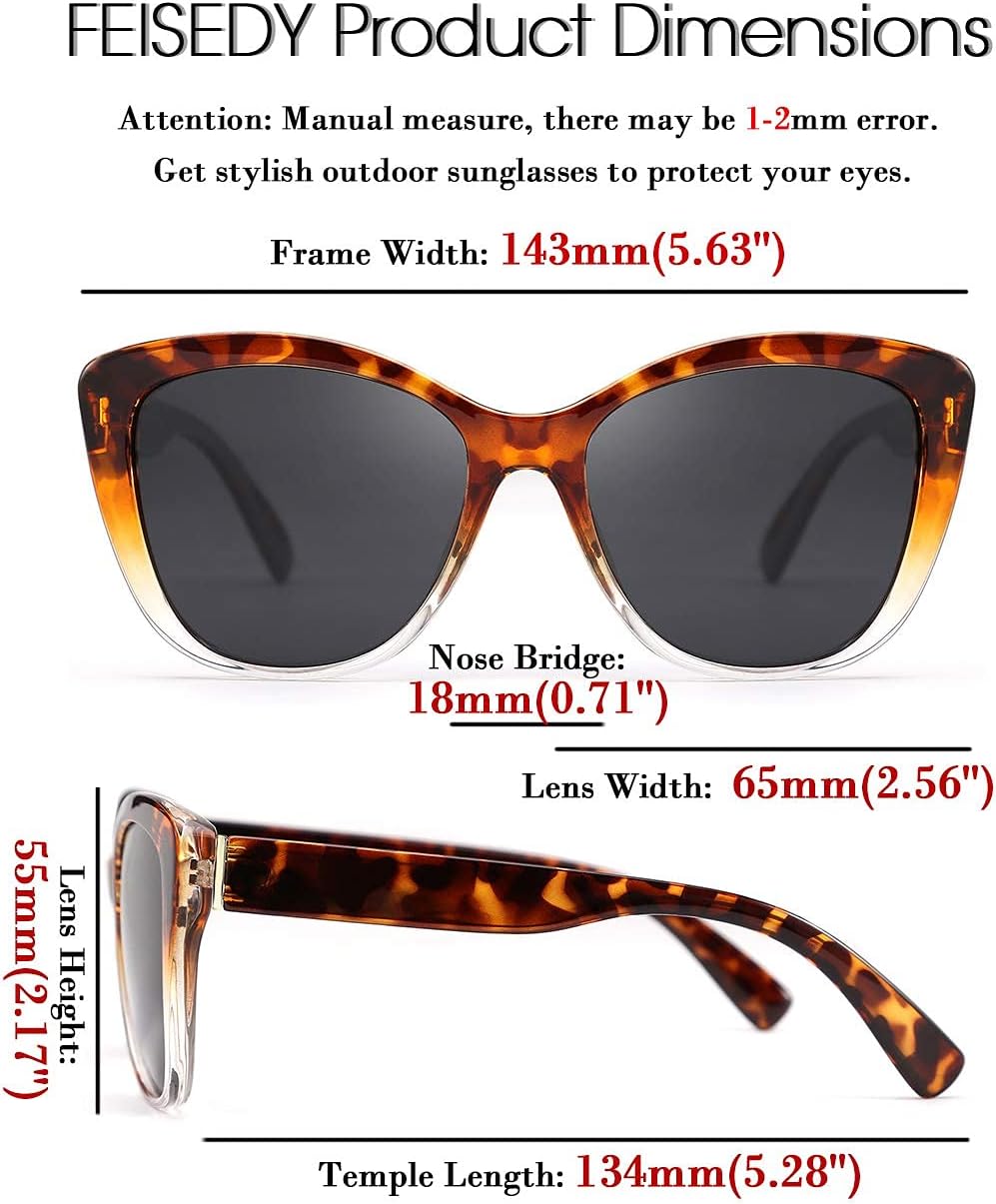 ÉÌƷͼƬ 56 | B07M9V125F | FEISEDY Polarized Vintage Sunglasses American Womens Square Jackie O Cat Eye Sunglasses B2451