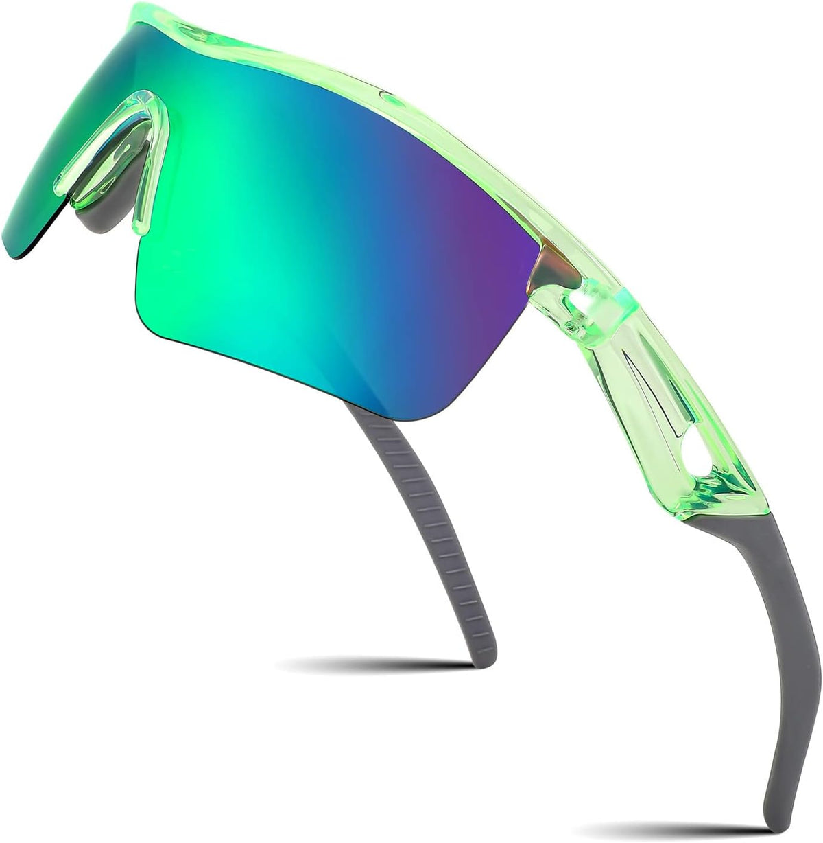 Transparent Green-green / 125 Millimeters | B09WY5KG89 | FEISEDY Kids Polarized Sports Sunglasses, TR90 UV400 Baseball Cycling