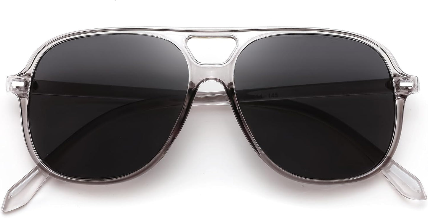 商品图片 25 | B0H1WCGC42 | FEISEDY Retro Square Aviator Sunglasses Women Men Double Bridge B0443