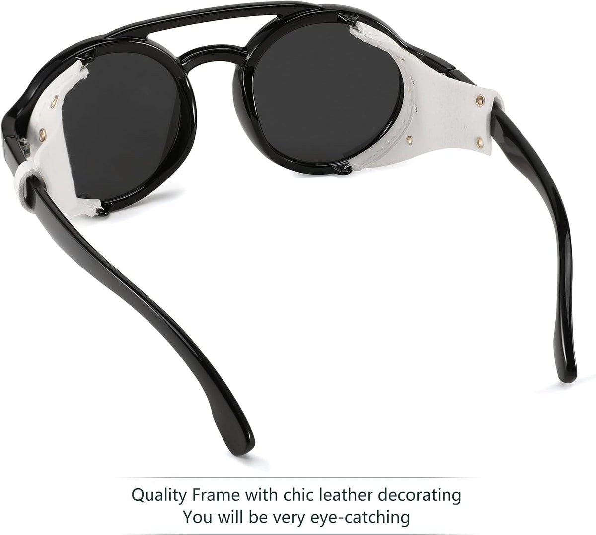 ÉÌƷͼƬ 20 | B09WN3J4YZ | FEISEDY Retro Round Steampunk Sunglasses Women Men Leatherwear B2532