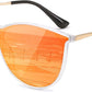 Transparent - Red Revo / 58 Millimeters | B0DGCD1WZ2 | FEISEDY Sunglasses for Women Men Retro Round Cateye Designer Cute Mirrored UV Protection Lens B0210
