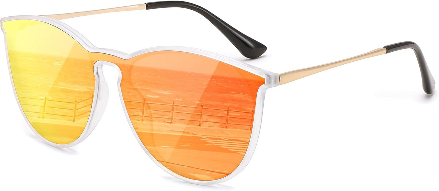 Transparent - Red Revo / 58 Millimeters | B0DGCD1WZ2 | FEISEDY Sunglasses for Women Men Retro Round Cateye Designer Cute Mirrored UV Protection Lens B0210
