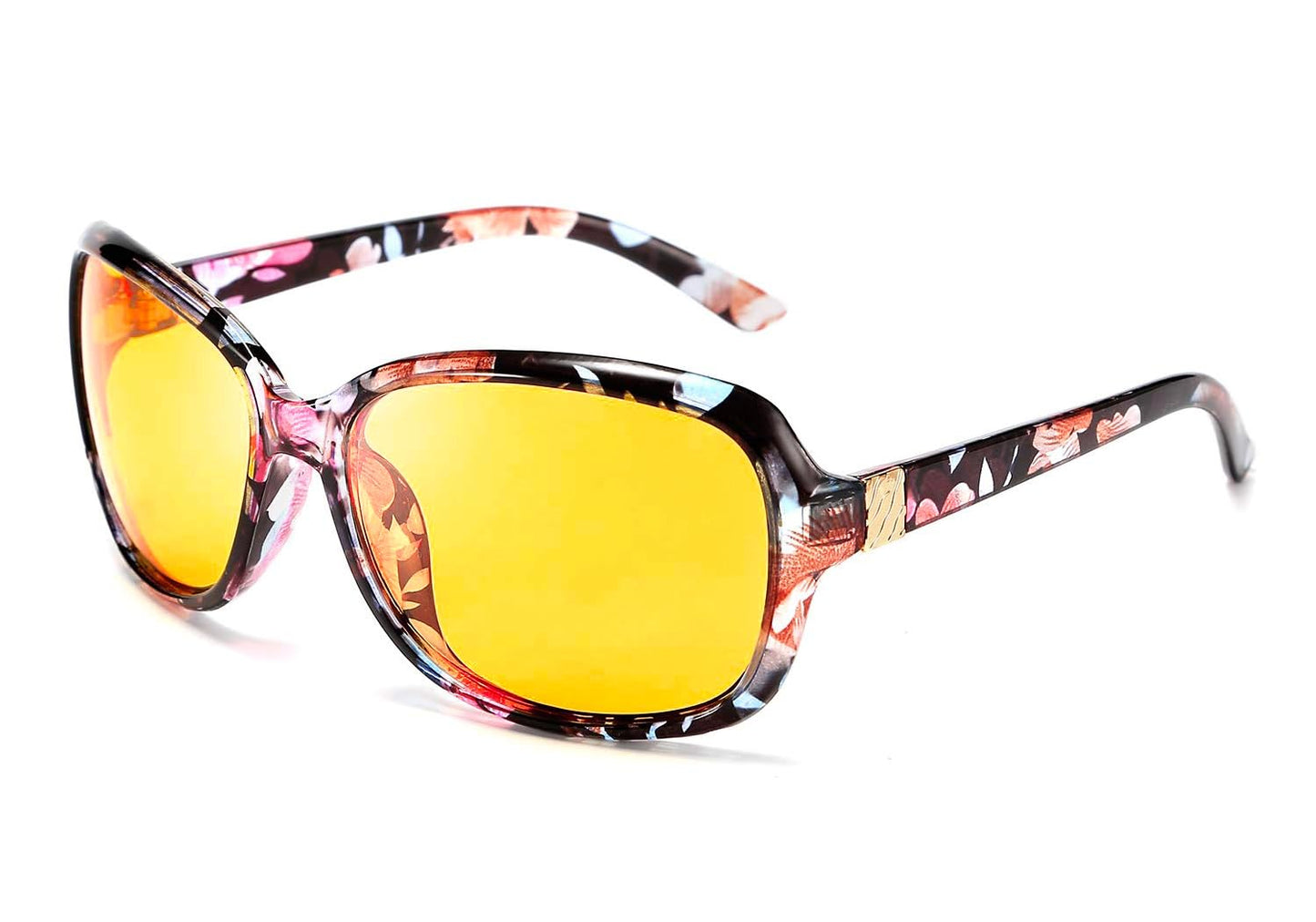 FEISEDY Classic Womens Night Glasses Driving Anti Glare Wrap Around Yellow Sunglasses B2548
