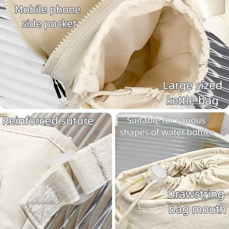 商品图片 6 | B0G3PFJC3F | Water Bottle Sling Bag with Phone Purse, Crossbody Water Bottle Bag with Drawstring & Zipper Pockets, Outdoor Shoulder Bag