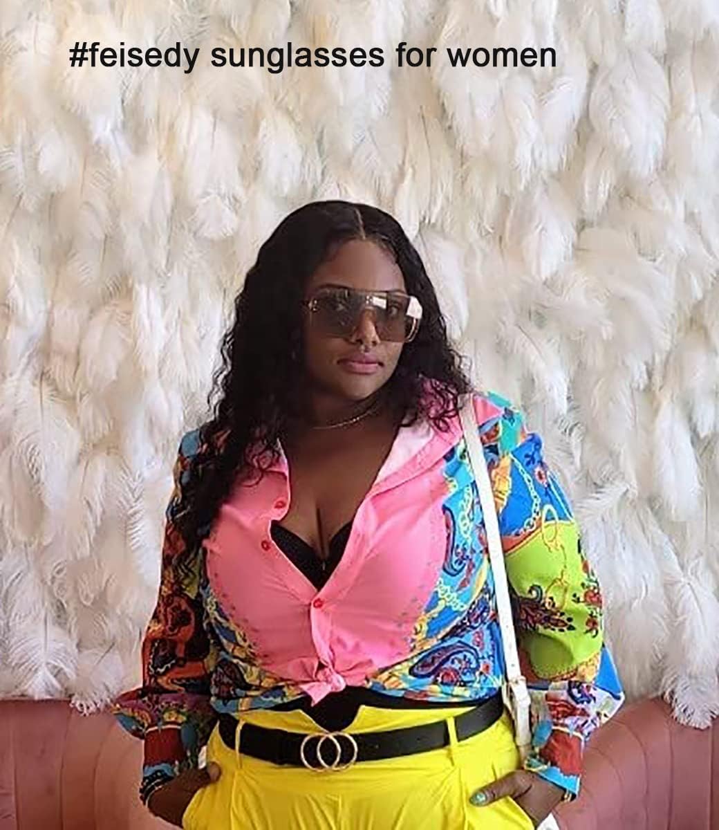 ÉÌƷͼƬ 45 | B0854JYPB2 | FEISEDY Classic Siamese One Piece Sunglasses Nice Rimless Stylish Retro Design for Women Men B2574