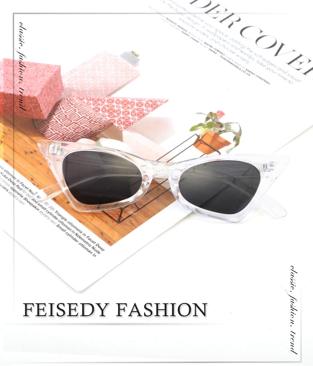 商品图片 64 | B079KYQYT3 | FEISEDY Small Cat Eye Sunglasses Vintage Square Shade Women Eyewear B2291