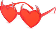 Red With Diamonds / 60 Millimeters | B0CGZTNXKY | FEISEDY Sunglasses Women Men, Halloween Party Disco Trendy Love Sun Glasses, Rimless Heart Devil Ear Frame B0054