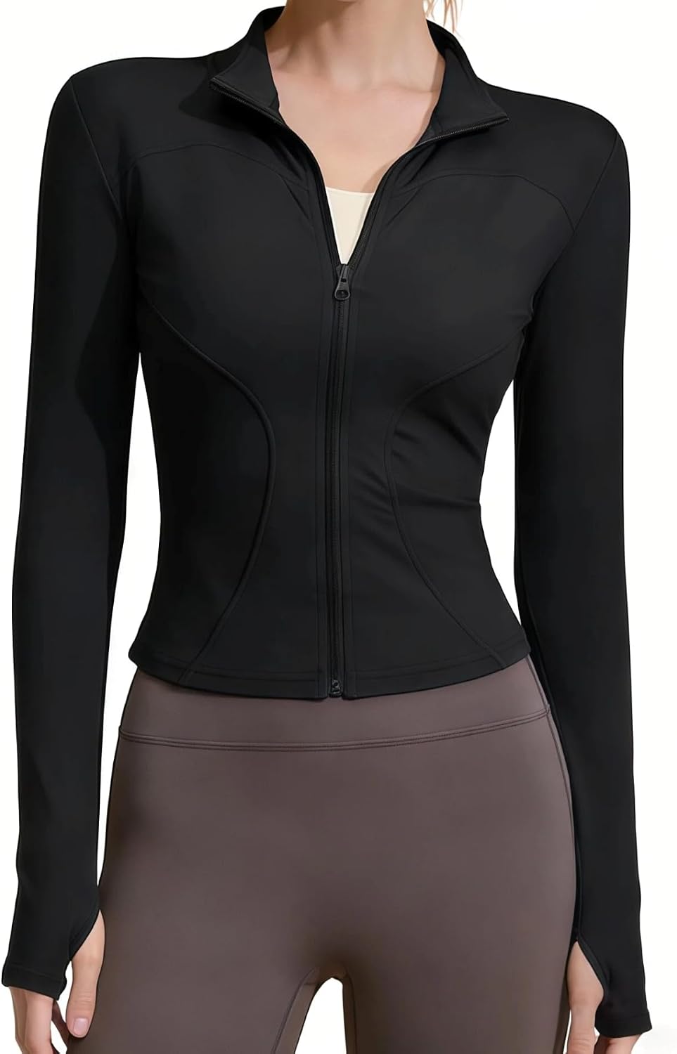 Small / Black | B0GFVZSHGH | Athletic Jackets For Women Zip-Up Moisture-Wicking Quick-Dry Lightweight Long Sleeve With Thumb Holes for Yoga, Gym, Running