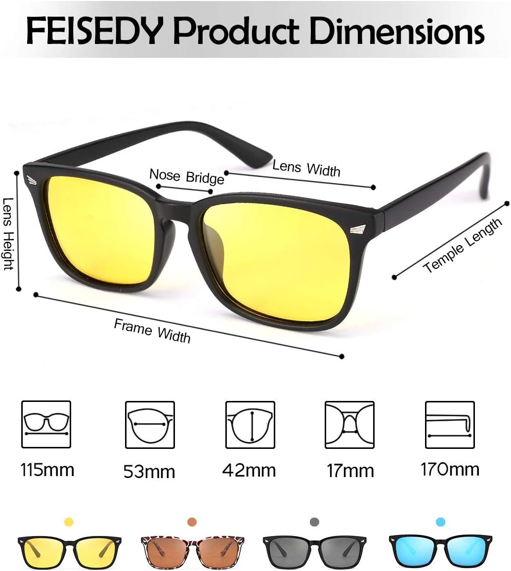 商品图片 5 | B0858Y6N93 | FEISEDY Square Horn Polarized Sunglasses Colorful Sunglasses for Men and Women B2568