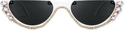 ÉÌƷͼƬ 3 | B0BKQFVBKQ | FEISEDY Women Crystal Cateye Sunglasses Half Frame Sparkling Trendy Retro Clout Goggles B2975