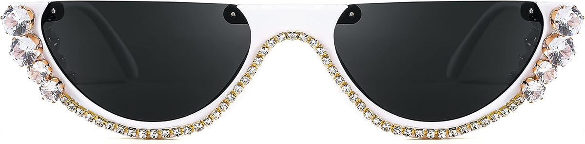 ÉÌƷͼƬ 3 | B0BKQFVBKQ | FEISEDY Women Crystal Cateye Sunglasses Half Frame Sparkling Trendy Retro Clout Goggles B2975