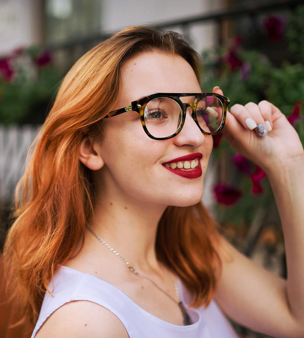 商品图片 2 | B0CJMDW1B6 | FEISEDY 70s Aviator Blue Light Blocking Glasses Square Pilot Frame Anti Glare Computer Glasses Women Men B0052