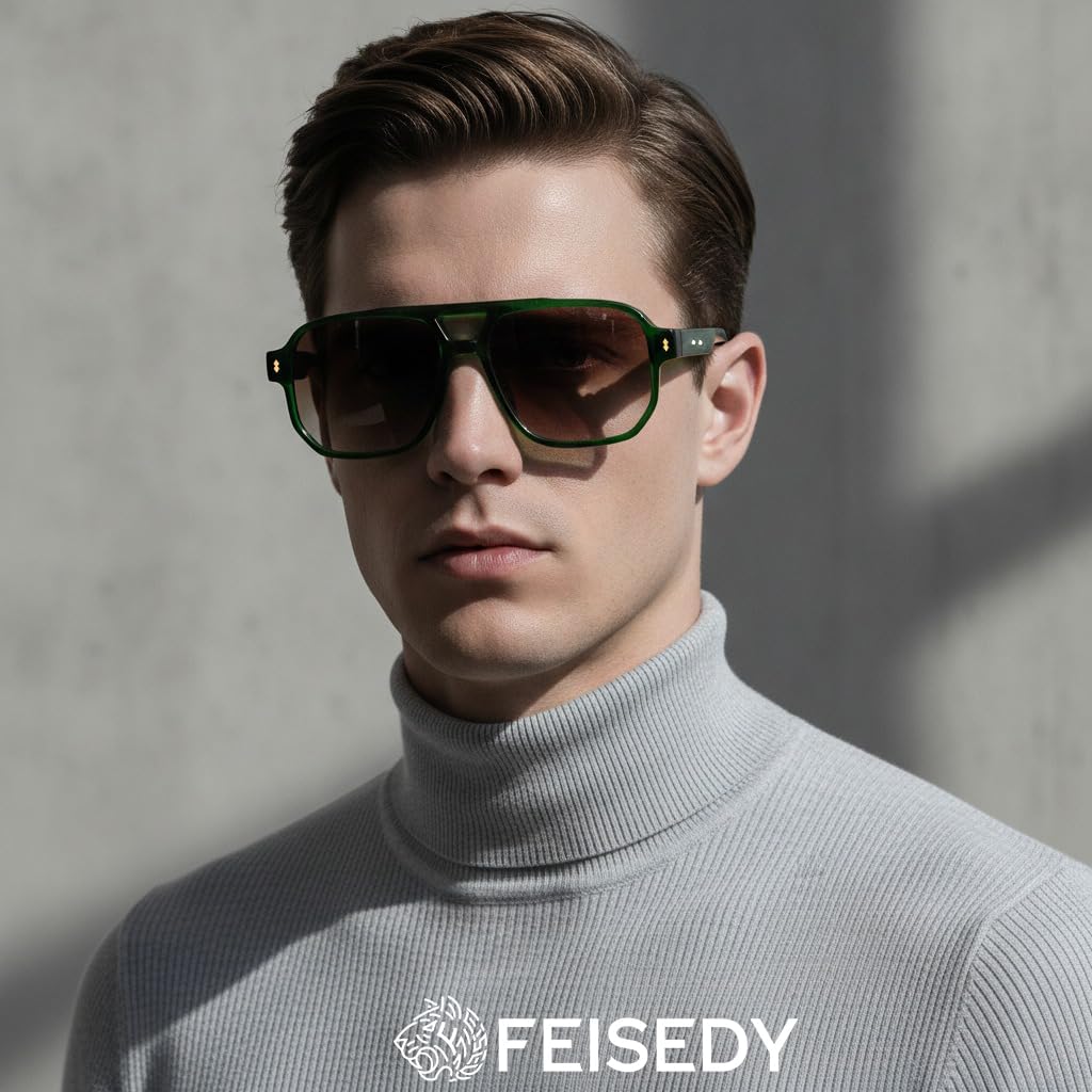 ÉÌƷͼƬ 34 | B0H79Y4V6B | FEISEDY Retro Aviator Square Polarized Sunglasses Women Men Trendy B0444