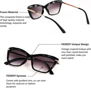 商品图片 4 | B09XDZ71JH | FEISEDY Vintage Cat Eye Reading Sunglasses Full Lens Women Sun Reader Glasses Spring Hinges B2896