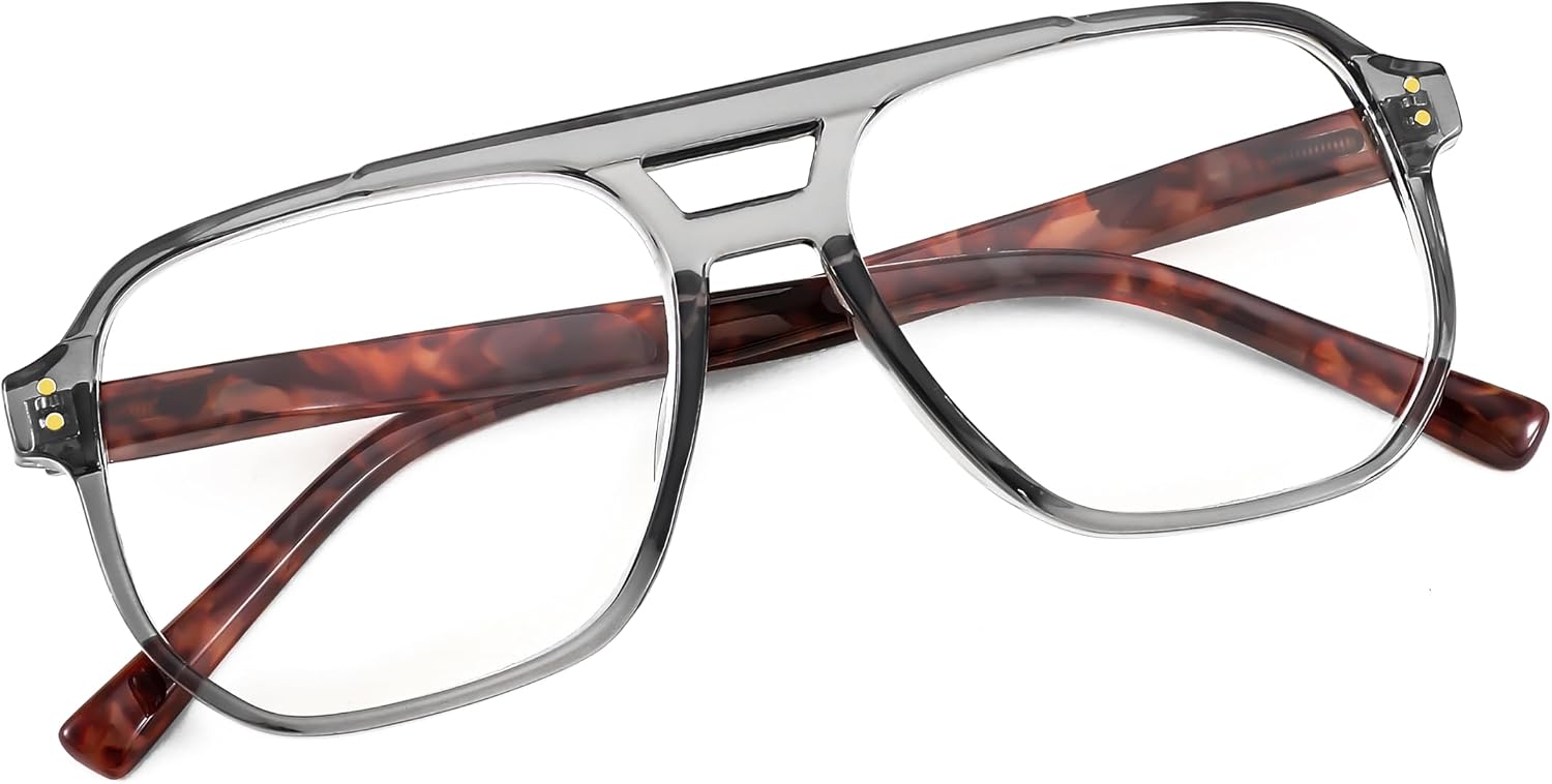 商品图片 12 | B0CHJST8ZK | FEISEDY Retro Aviator Reading Glasses Women Men Blue Light Blocking Reader Plastic Lightweight Frame B0071