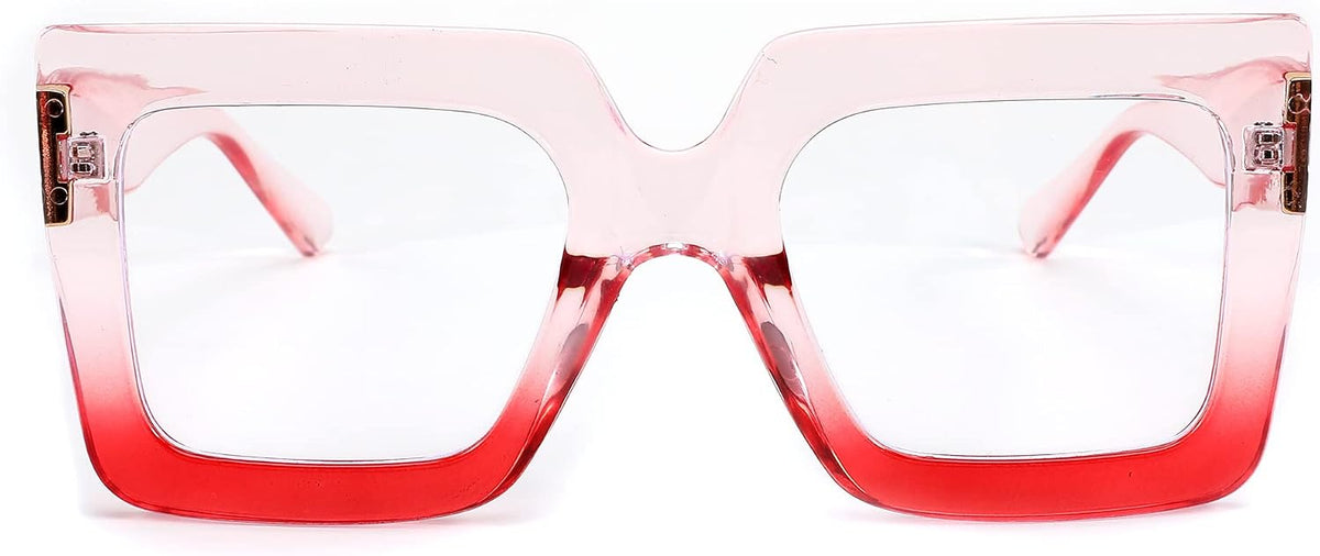 Pink / 50 Millimeters | B0BZRVG6KQ | FEISEDY Fashion Oversized Blue Light Glasses for Women Anti Fatigue Thick Square Computer Eyewear B2381