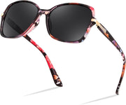 Floral Frame & Grey Lens / 56 Millimeters | B0FRR96W76 | FEISEDY Womens Polarized Sunglasses UV400 Anti Glare Fashion Shades