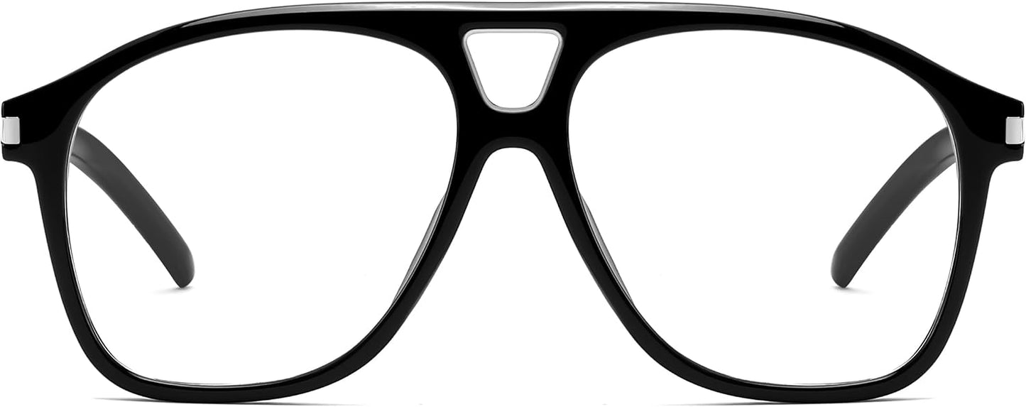 Black / 50 Millimeters | B0H86P2XF4 | FEISEDY Oversized Aviator Fashion Glasses for Women Men, Tortoise Trendy Eyeglasses, Retro Eyewear Frame for Daily Wear B0426