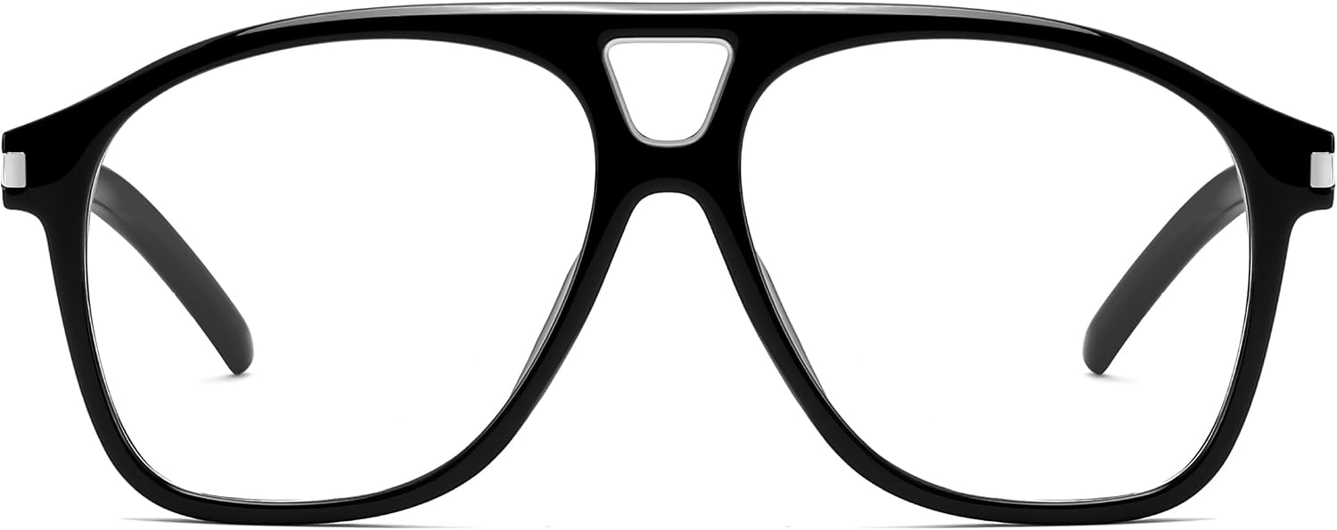 Black / 50 Millimeters | B0H86P2XF4 | FEISEDY Oversized Aviator Fashion Glasses for Women Men, Tortoise Trendy Eyeglasses, Retro Eyewear Frame for Daily Wear B0426