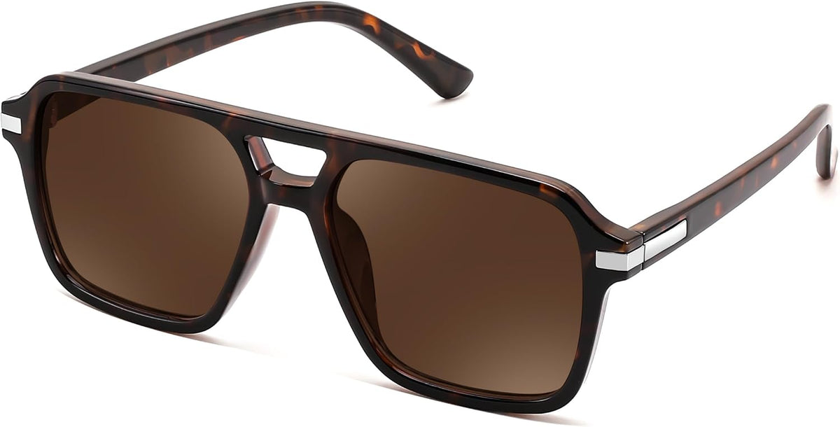 Light Leopard Frame & Brown Lens / 53 Millimeters | B0H1WJGQFF | FEISEDY Retro Square Aviator Sunglasses Women Men 70s Trendy B0434