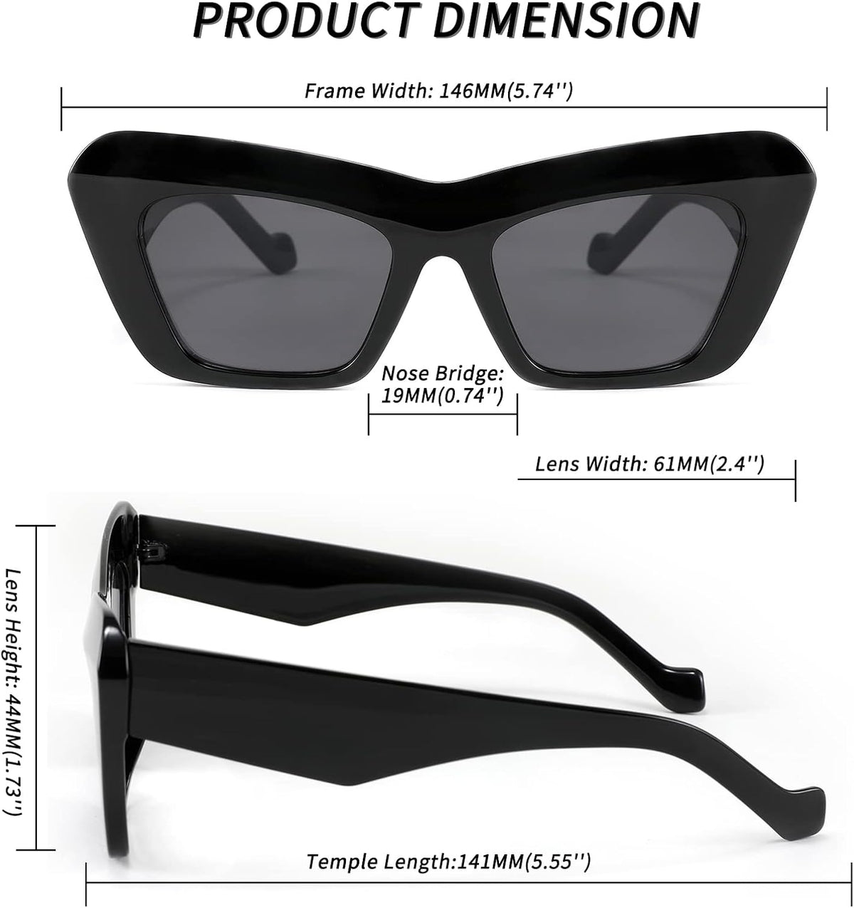 ÉÌƷͼƬ 7 | B09TFBWQ5G | FEISEDY Retro Square Cat Eye Sunglasses Jelly Colored Women Men 90s B2902