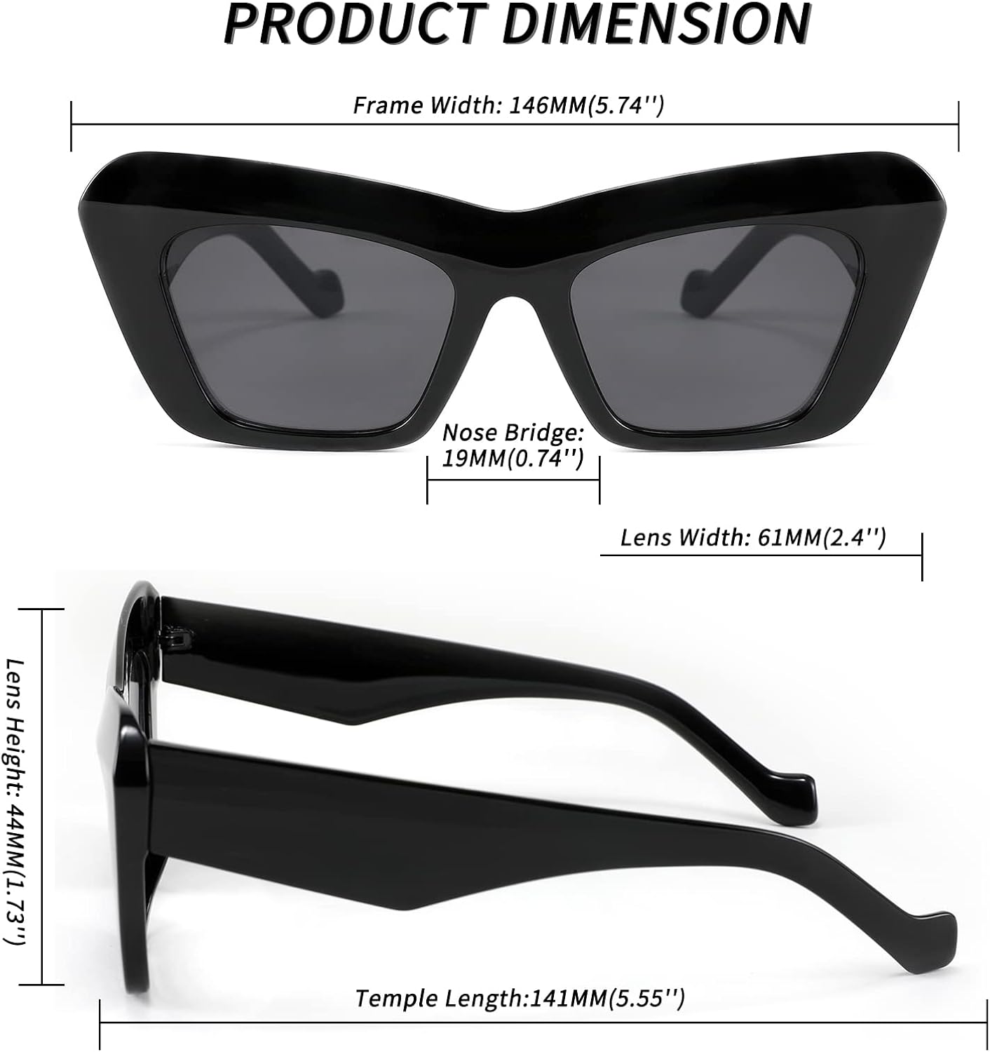 商品图片 7 | B09TFBWQ5G | FEISEDY Retro Square Cat Eye Sunglasses Jelly Colored Women Men 90s B2902