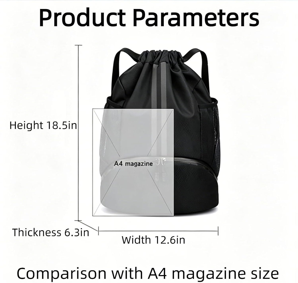 商品图片 7 | B0H2HGPG4D | Sports Drawstring Backpack for Women Men String Swim Gym String Bag with Reflective Strip Shoes Compartment Wet Proof Pocke