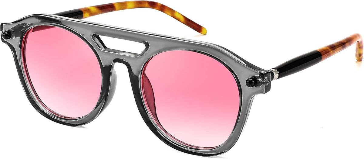 002 - Pink Leopard / 50 Millimeters | B0CHBD9YB9 | FEISEDY Retro Square Aviator Sunglasses Womens Mens Trendy 70s Vintage Stylish Frame UV400 Sun Glasses B0051